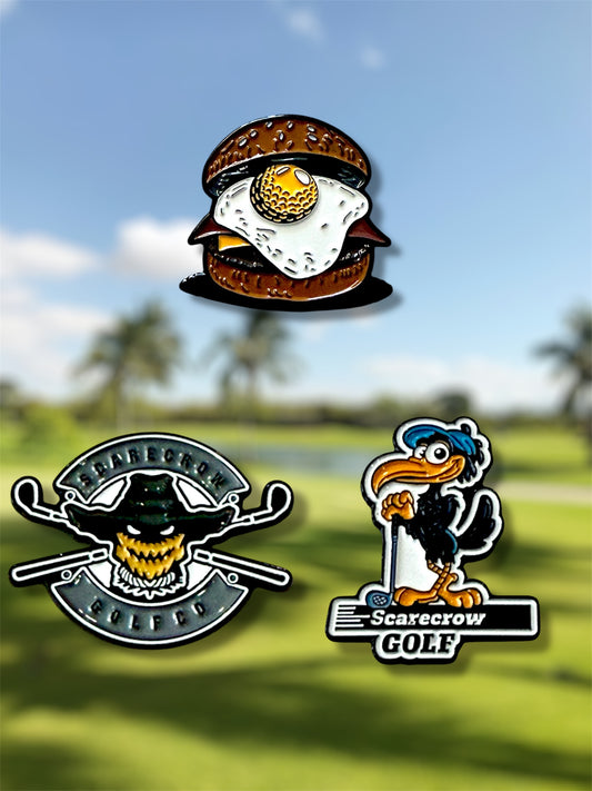 Trio Marqueur de balle Happy Crow , Scarecrow Golf et Breakfast Ball !